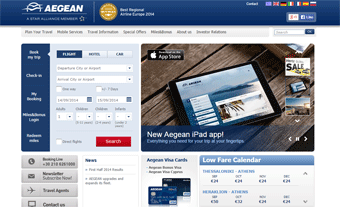 Aegean Airline Website